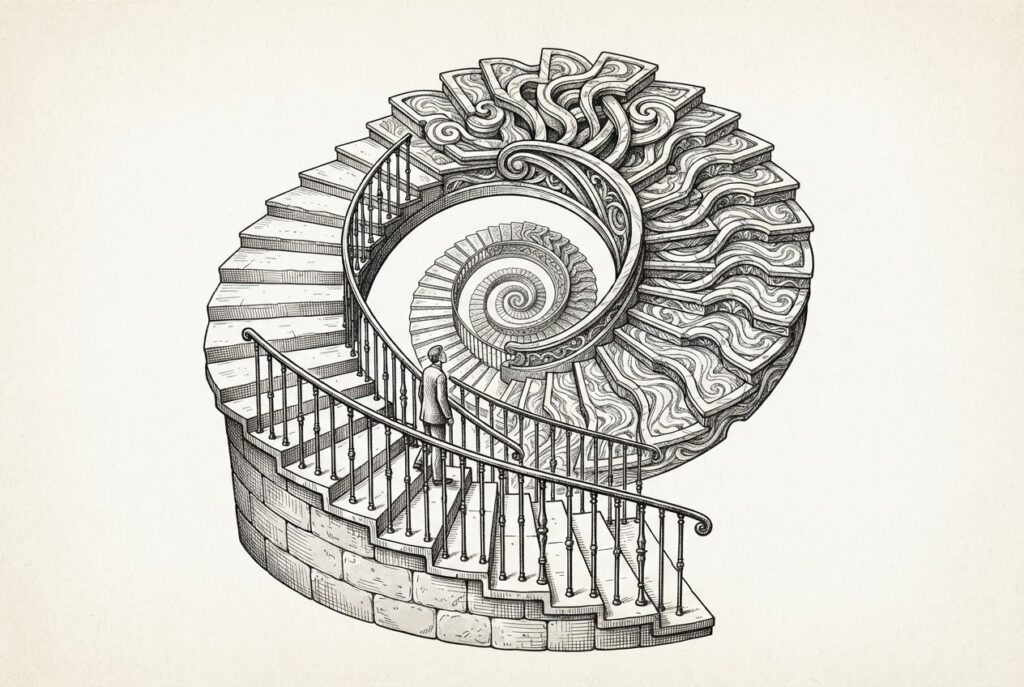Spiral staircase - escalating lock-in through workflow-as-tool pattern.