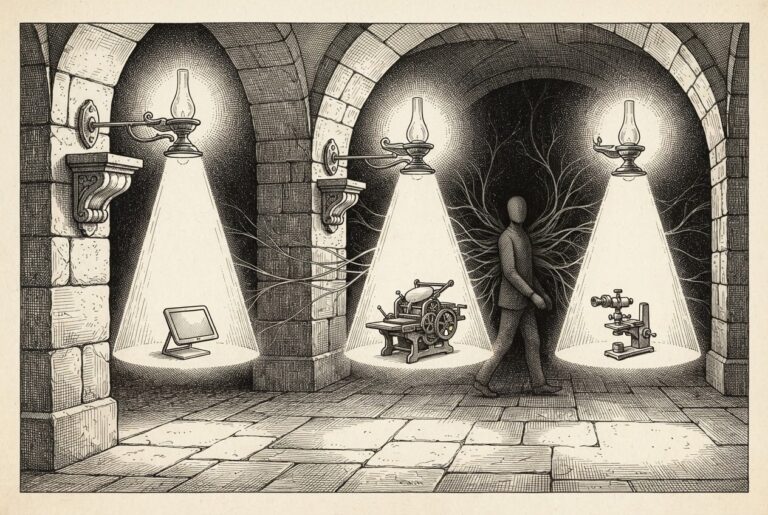 Editorial illustration showing three EU transparency documents that structurally overlook autonomous AI agent systems