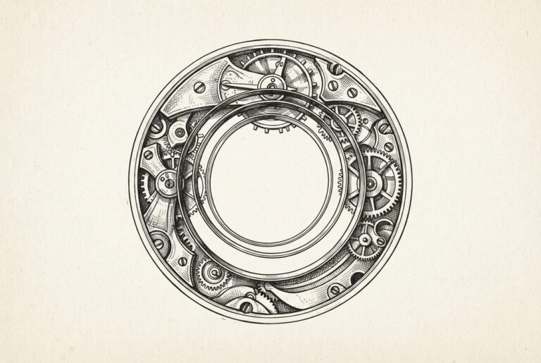 Pen-and-ink engraving of an ornate mechanical clockwork with exposed gears surrounding a depleted mainspring - only a few loose, wide coils remaining - representing an open-weight AI model whose architecture is freely accessible but whose compute power is nearly exhausted.